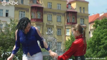Fountain Fun, Two Cuties Getting Wet And Messy Screencap 20 on sinx.preview.netperv.com