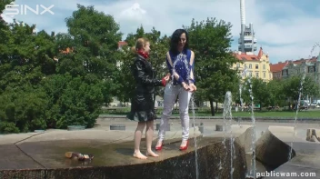 Fountain Fun, Two Cuties Getting Wet And Messy Screencap 6 on sinx.preview.netperv.com