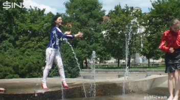 Fountain Fun, Two Cuties Getting Wet And Messy Screencap 9 on sinx.preview.netperv.com