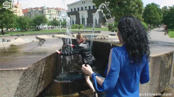 Fountain Fun, Two Cuties Getting Wet And Messy Screencap 1 on sinx.preview.netperv.com