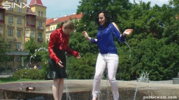 Fountain Fun, Two Cuties Getting Wet And Messy Screencap 13 on sinx.preview.netperv.com