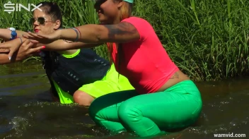 Three luscious ladies get soaked exercising in a river Screencap 61 on sinx.preview.netperv.com