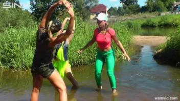 Three luscious ladies get soaked exercising in a river Screencap 80 on sinx.preview.netperv.com