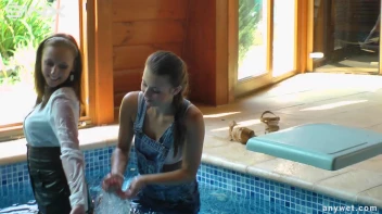 Twins Enjoy A Fully Clothed Splash In The Pool Screencap 20 on sinx.preview.netperv.com