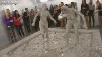 Muddy Wrestling: Satin, Skirts, and Audience Mud Blasted To The Max!  Everyone Gets A Taste! Screencap 58 on sinx.preview.netperv.com