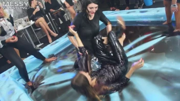 Messy Wrestling: Slop-Happy Mess Freaks Wriggle In The Oil And Rip Some Pantyhose To Shreds! Screencap 45 on sinx.preview.netperv.com