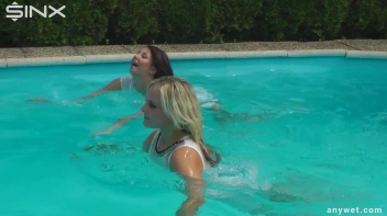 Outdoor Pool Play For Babes In White Dresses Screencap 14 on sinx.preview.netperv.com