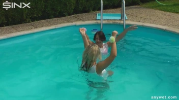 Outdoor Pool Play For Babes In White Dresses Screencap 17 on sinx.preview.netperv.com