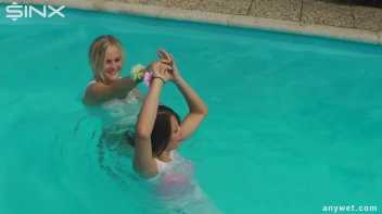 Outdoor Pool Play For Babes In White Dresses Screencap 18 on sinx.preview.netperv.com