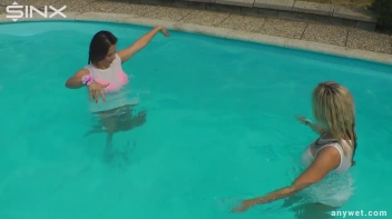 Outdoor Pool Play For Babes In White Dresses Screencap 19 on sinx.preview.netperv.com