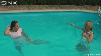 Outdoor Pool Play For Babes In White Dresses Screencap 26 on sinx.preview.netperv.com