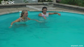 Outdoor Pool Play For Babes In White Dresses Screencap 31 on sinx.preview.netperv.com