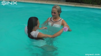 Outdoor Pool Play For Babes In White Dresses Screencap 35 on sinx.preview.netperv.com