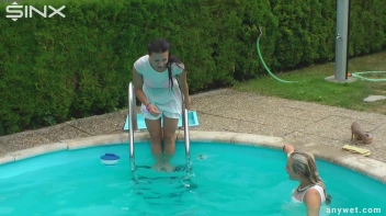 Outdoor Pool Play For Babes In White Dresses Screencap 39 on sinx.preview.netperv.com