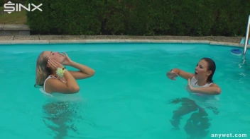 Outdoor Pool Play For Babes In White Dresses Screencap 49 on sinx.preview.netperv.com