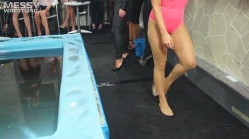 Messy Wrestling: Swimsuit vs. Short Shorts -  Shiny, Oily Smackdown! Screencap 4 on sinx.preview.netperv.com