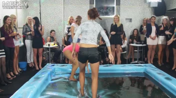 Messy Wrestling: Swimsuit vs. Short Shorts -  Shiny, Oily Smackdown! Screencap 7 on sinx.preview.netperv.com