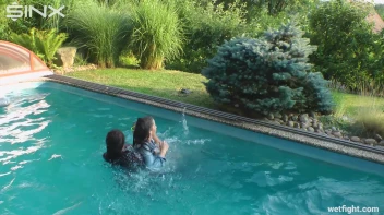 Three wild girls in pool cat fight Screencap 25 on sinx.preview.netperv.com