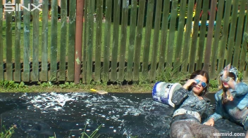 Messy paint wrestling and spanking with three gorgeous girls Screencap 1 on sinx.preview.netperv.com