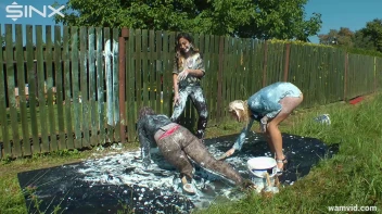 Messy paint wrestling and spanking with three gorgeous girls Screencap 20 on sinx.preview.netperv.com