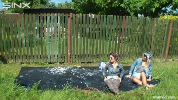 Messy paint wrestling and spanking with three gorgeous girls Screencap 3 on sinx.preview.netperv.com