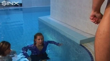 Clothed Babes Take Turns Cock Sucking In The Pool Screencap 71 on sinx.preview.netperv.com