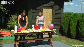 Brunette Hotties Compete In Messy Food Fight Screencap 2 on sinx.preview.netperv.com