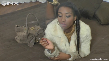 High Class Ebony Hunny Smokes In Bed Screencap 26 on sinx.preview.netperv.com