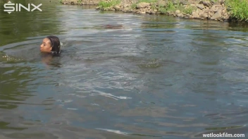 Ebony Babe Goes For A Swim In School Uniform Screencap 54 on sinx.preview.netperv.com