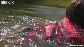 Ebony Babe Goes For A Swim In School Uniform Screencap 63 on sinx.preview.netperv.com