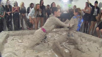 Muddy Wrestling: Satin, Skirts, and Audience Mud Blasted To The Max!  Everyone Gets A Taste! Screencap 12 on sinx.preview.netperv.com