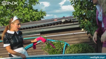 Blonde Fights Her Maid In The Pool Screencap 31 on sinx.preview.netperv.com