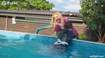 Blonde Fights Her Maid In The Pool Screencap 39 on sinx.preview.netperv.com
