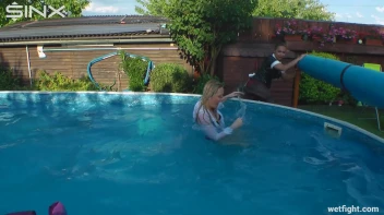 Blonde Fights Her Maid In The Pool Screencap 59 on sinx.preview.netperv.com