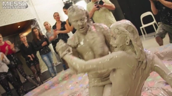 Messy Wrestling: Brunette VS. Black-Haired - Blouse Beauties Bust A Move In The Mud! Topless Toppies ... Screencap 86 on sinx.preview.netperv.com