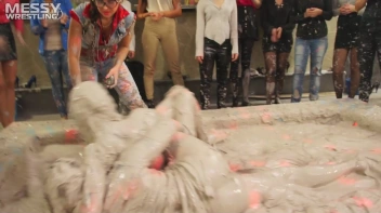 Messy Wrestling: Brunette VS. Black-Haired - Blouse Beauties Bust A Move In The Mud! Topless Toppies ... Screencap 89 on sinx.preview.netperv.com