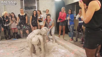 Messy Wrestling: Brunette VS. Black-Haired - Blouse Beauties Bust A Move In The Mud! Topless Toppies ... Screencap 90 on sinx.preview.netperv.com