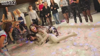 Messy Wrestling: Brunette VS. Black-Haired - Blouse Beauties Bust A Move In The Mud! Topless Toppies ... Screencap 16 on sinx.preview.netperv.com