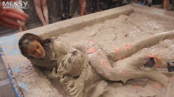 Messy Wrestling: Brunette VS. Black-Haired - Blouse Beauties Bust A Move In The Mud! Topless Toppies ... Screencap 25 on sinx.preview.netperv.com