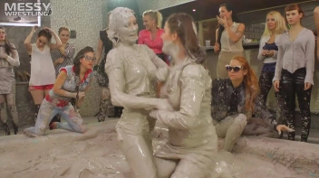 Messy Wrestling: Brunette VS. Black-Haired - Blouse Beauties Bust A Move In The Mud! Topless Toppies ... Screencap 26 on sinx.preview.netperv.com