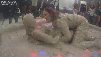 Messy Wrestling: Brunette VS. Black-Haired - Blouse Beauties Bust A Move In The Mud! Topless Toppies ... Screencap 29 on sinx.preview.netperv.com