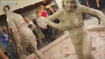 Messy Wrestling: Brunette VS. Black-Haired - Blouse Beauties Bust A Move In The Mud! Topless Toppies ... Screencap 35 on sinx.preview.netperv.com