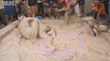 Messy Wrestling: Brunette VS. Black-Haired - Blouse Beauties Bust A Move In The Mud! Topless Toppies ... Screencap 54 on sinx.preview.netperv.com