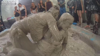 Messy Wrestling: Brunette VS. Black-Haired - Blouse Beauties Bust A Move In The Mud! Topless Toppies ... Screencap 57 on sinx.preview.netperv.com