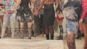 Messy Wrestling: Brunette VS. Black-Haired - Blouse Beauties Bust A Move In The Mud! Topless Toppies ... Screencap 6 on sinx.preview.netperv.com