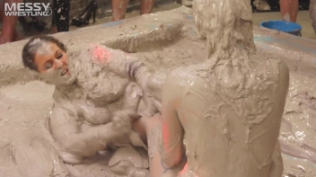 Messy Wrestling: Brunette VS. Black-Haired - Blouse Beauties Bust A Move In The Mud! Topless Toppies ... Screencap 61 on sinx.preview.netperv.com