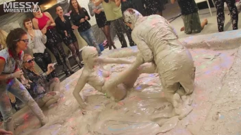 Messy Wrestling: Brunette VS. Black-Haired - Blouse Beauties Bust A Move In The Mud! Topless Toppies ... Screencap 62 on sinx.preview.netperv.com