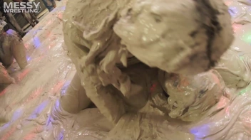 Messy Wrestling: Brunette VS. Black-Haired - Blouse Beauties Bust A Move In The Mud! Topless Toppies ... Screencap 81 on sinx.preview.netperv.com