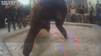Messy Wrestling: Brunette VS. Black-Haired - Blouse Beauties Bust A Move In The Mud! Topless Toppies ... Screencap 11 on sinx.preview.netperv.com