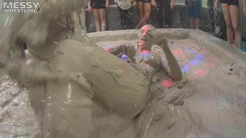 Messy Wrestling: Brunette VS. Black-Haired - Blouse Beauties Bust A Move In The Mud! Topless Toppies ... Screencap 56 on sinx.preview.netperv.com